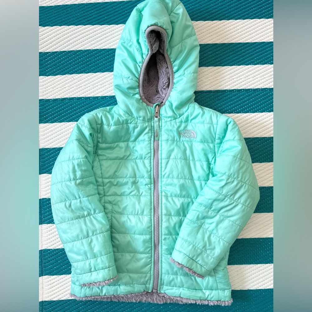 The North Face Light Green Hooded Jacket - Reversible and So Soft!
